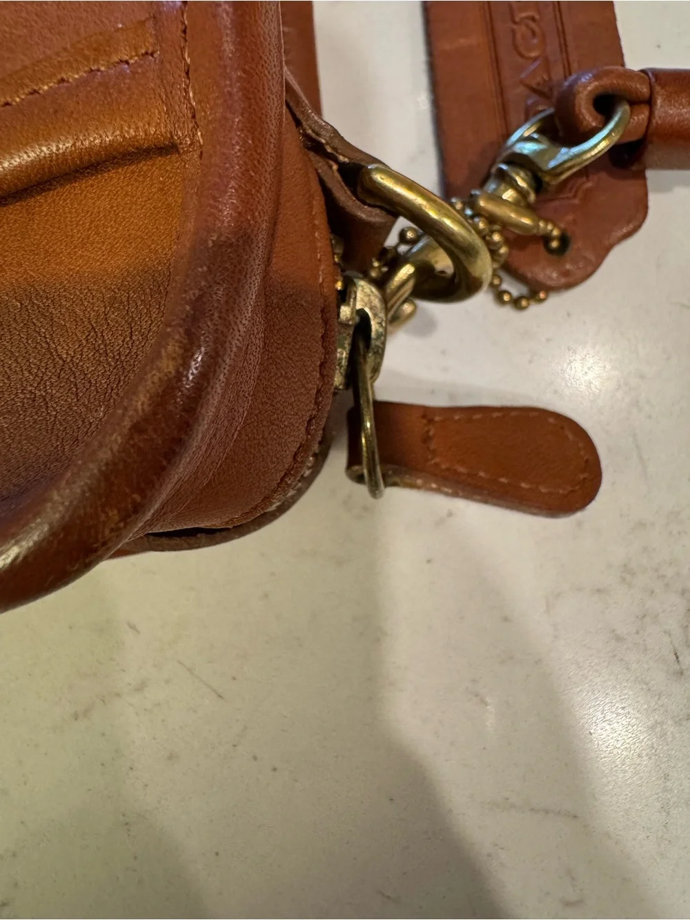 Coach Tan Leather Messenger Crossbody